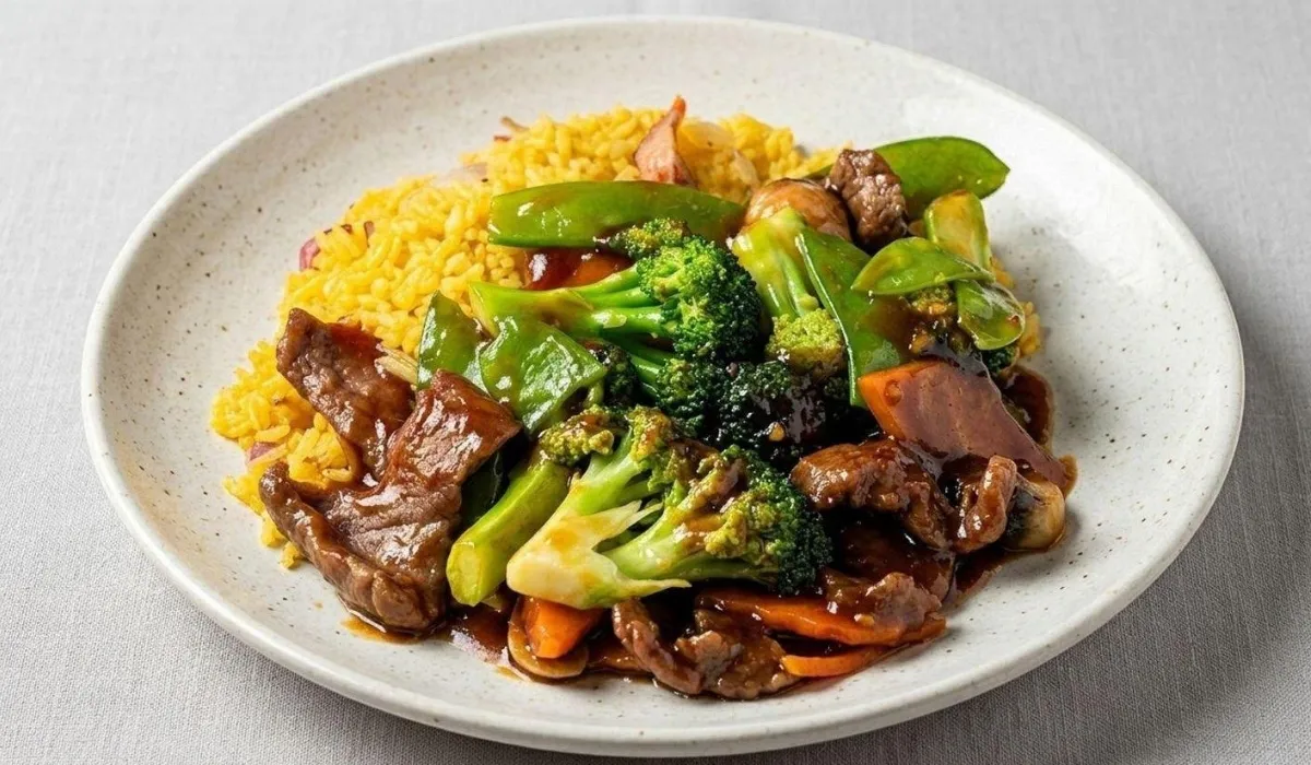 Beef with broccoli combo plate with pork fried rice at China Chef Restaurant, a Chinese Restaurant in Daphne
